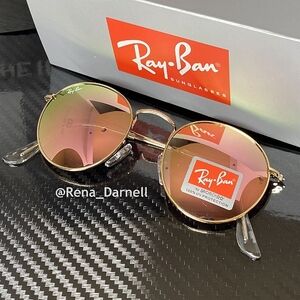 Ray-Ban Gold and Pink Mirror Sunglasses